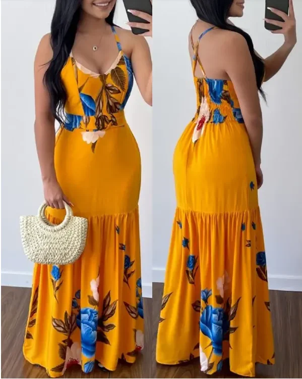 Spring Summer 2022 New Women's Dresses, Sexy, Floral Print Crossover Backless Maxi Dress,
Spring Summer 2022 New Women's Dresses, Sexy, Floral Print Crossover Backless Maxi Dress,