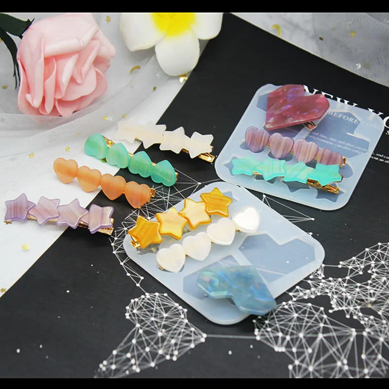Heart Star Shape Hairpin Silicone Mold Flower Style Pendant Epoxy Resin Mold DIY Keychain Hanging Ornament Jewelry Accessories
Heart Star Shape Hairpin Silicone Mold Flower Style Pendant Epoxy Resin Mold DIY Keychain Hanging Ornament Jewelry Accessories