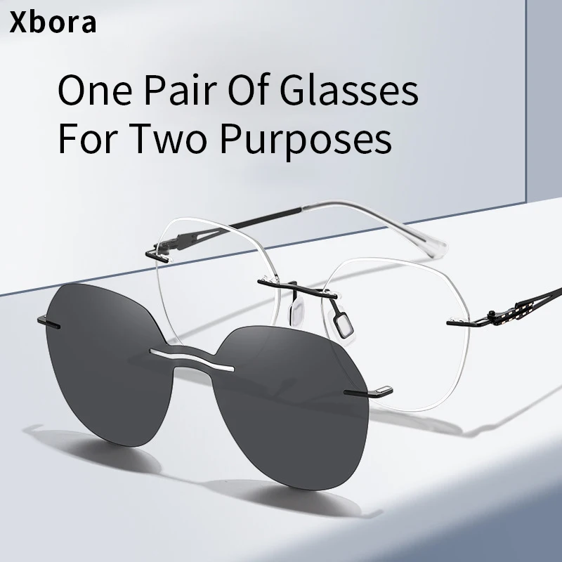 

Xbora Alloy Aviator Eyewear Frame Men's And Women's Polarized Clip-On Sunglasses Prescription Optical Glasses 2-in-1 7200