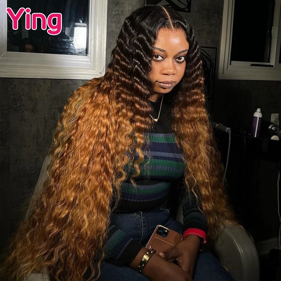 

Ying 12A Honey Blonde Omber #4 Dark Root Deep Wave 13x4 Glueless Wigs Human Hair 13x6 Lace Front Wig PrePlucked With Baby Hair