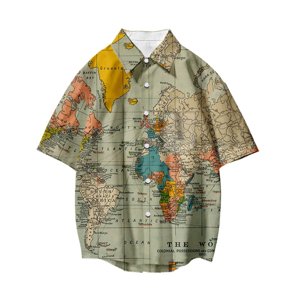 2023 Summer Men's Clothing World Map Print Basic Short Sleeve Beach Hawaii Street Fashion Shirts Chic Fresh Cool Easy Dry Tops
2023 Summer Men's Clothing World Map Print Basic Short Sleeve Beach Hawaii Street Fashion Shirts Chic Fresh Cool Easy Dry Tops