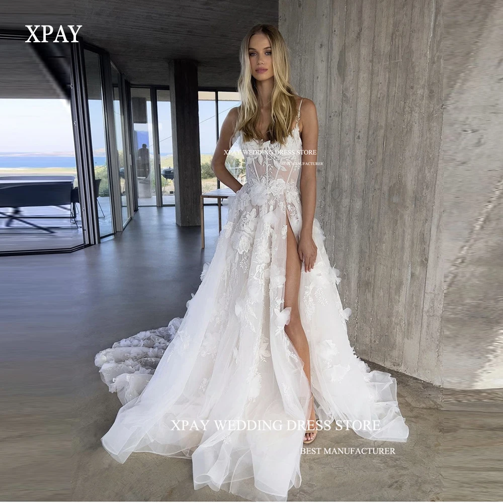 XPAY Princess A Line Lace 3D Flowers Wedding Dresses Sweetheart Spaghetti Straps Split Court Train Bridal Gowns Robe de mariee
XPAY Princess A Line Lace 3D Flowers Wedding Dresses Sweetheart Spaghetti Straps Split Court Train Bridal Gowns Robe de mariee