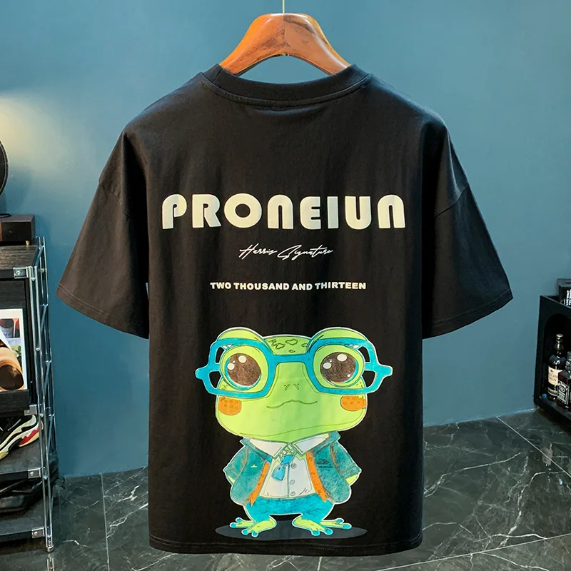 Casual short sleeve T-shirt men's summer thin loose frog cartoon printed half sleeve clothes high-end street fashion tops
Casual short sleeve T-shirt men's summer thin loose frog cartoon printed half sleeve clothes high-end street fashion tops