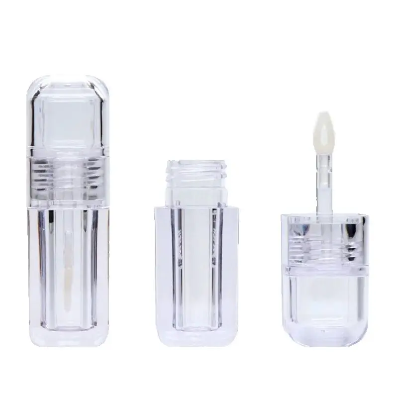 

Refillable 4ML Square Transparent Lipgloss Tube Containers Packaging Clear Plastic Lip Gloss Tubes Wholesale Empty DIY