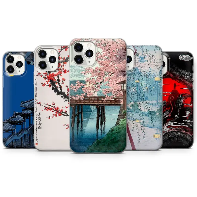 Японский художественный чехол для телефона Kanagawa подходит iPhone 13 12 11 Pro 7 + X XR Samsung S10
