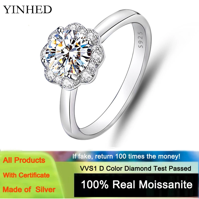 YINHED Romantic Flower Engagement Ring Original 925 Sterling Silver 1 Carat Moissanite D Color Fine Jewelry Wedding Ring Women
YINHED Romantic Flower Engagement Ring Original 925 Sterling Silver 1 Carat Moissanite D Color Fine Jewelry Wedding Ring Women