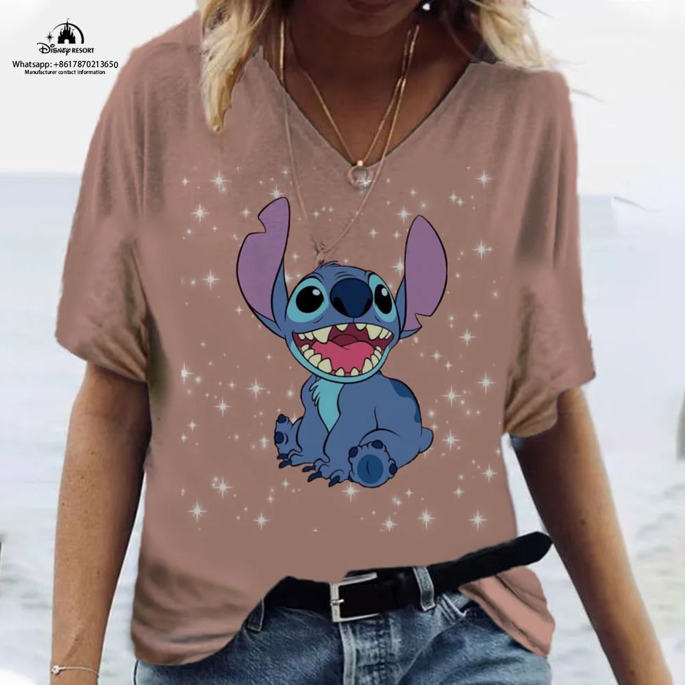 Stitch Anime 2023 Summer New Disney Collection Harajuku Sexy Ladies Fashion Casual V-Neck Short Sleeve Top T-Shirt
Stitch Anime 2023 Summer New Disney Collection Harajuku Sexy Ladies Fashion Casual V-Neck Short Sleeve Top T-Shirt