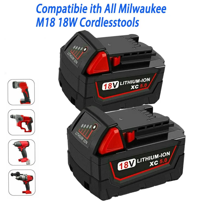 Newly upgraded 18V 6000mAh M18 XC lithium-ion replacement battery for Milwaukee 48-11-1815 M18B2 M18B4 M18B5 M18B M18B9 M18BX
Newly upgraded 18V 6000mAh M18 XC lithium-ion replacement battery for Milwaukee 48-11-1815 M18B2 M18B4 M18B5 M18B M18B9 M18BX