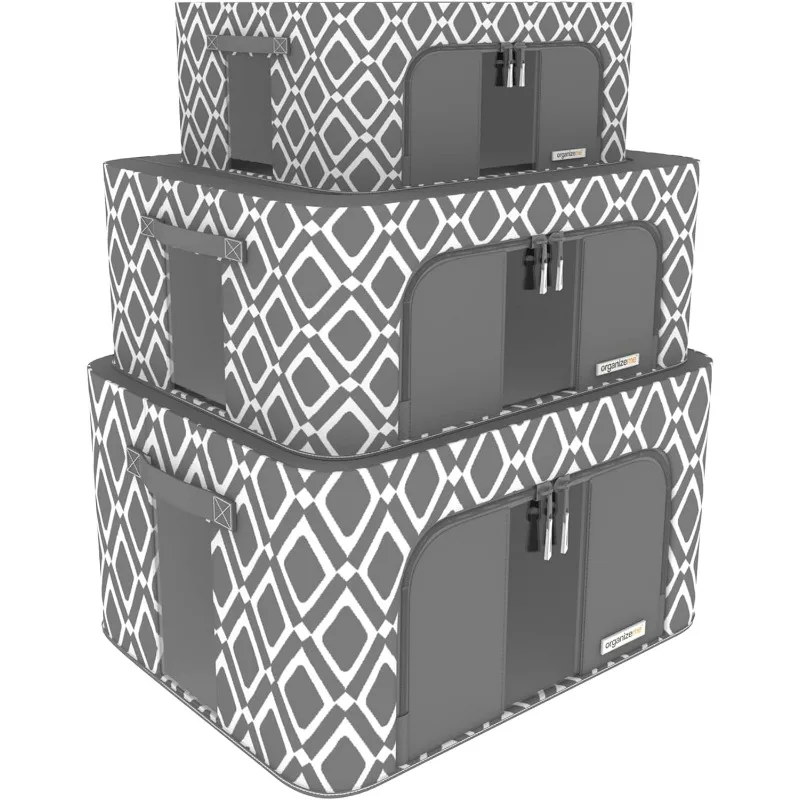 3 Pack Stackable Clothes Storage Bin Metal Frame Collapsible Storage Box Foldable Bin for Blankets Cloths Organiser Sturdy
3 Pack Stackable Clothes Storage Bin Metal Frame Collapsible Storage Box Foldable Bin for Blankets Cloths Organiser Sturdy