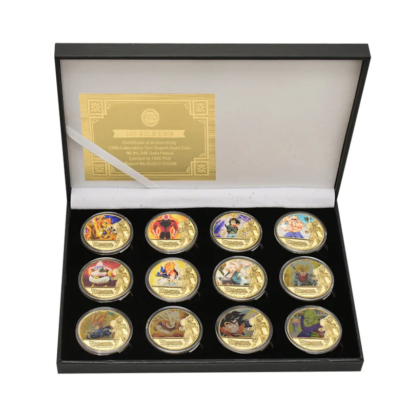 24Pcs Boxed Dragon Ball Commemorative Coins Cartoon Anime Son Goku Vegeta Medal Metal Collectible Gold Plated game Coin Kid Gift
24Pcs Boxed Dragon Ball Commemorative Coins Cartoon Anime Son Goku Vegeta Medal Metal Collectible Gold Plated game Coin Kid Gift
