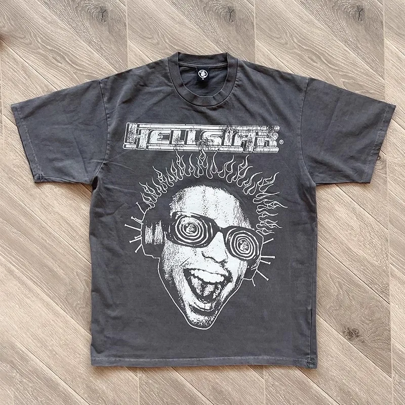 

Washed Hellstar Studios Rage T-Shirt Men Women Vintage Heavy Fabric T Shirt Top Tees Clothing