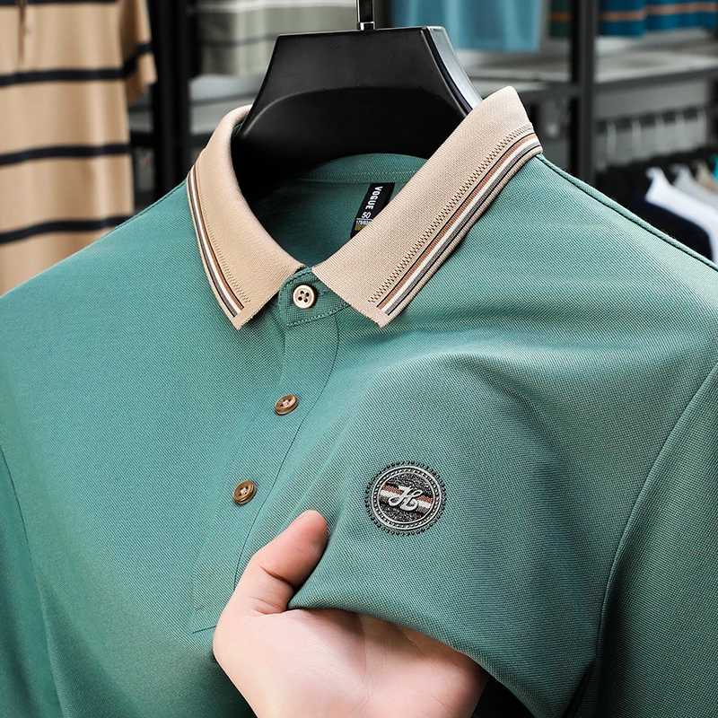 

Рубашка-поло мужская с вышивкой, роскошная брендовая сорочка из хлопка, деловой Повседневный дышащий топ с лацканами, лето 2024