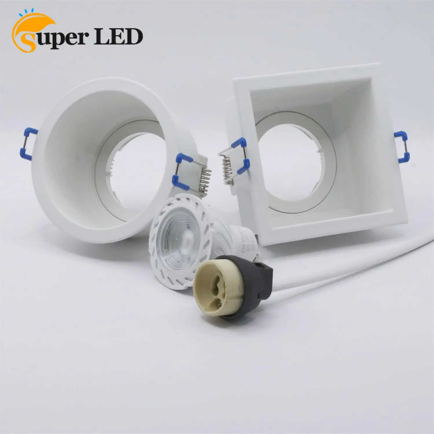 

White Shell Round/Square Downlight Housing Light Fixture GU10 MR16 Led Bulb Spot/Eyeball Casing LED Eyeball Fitting Casing