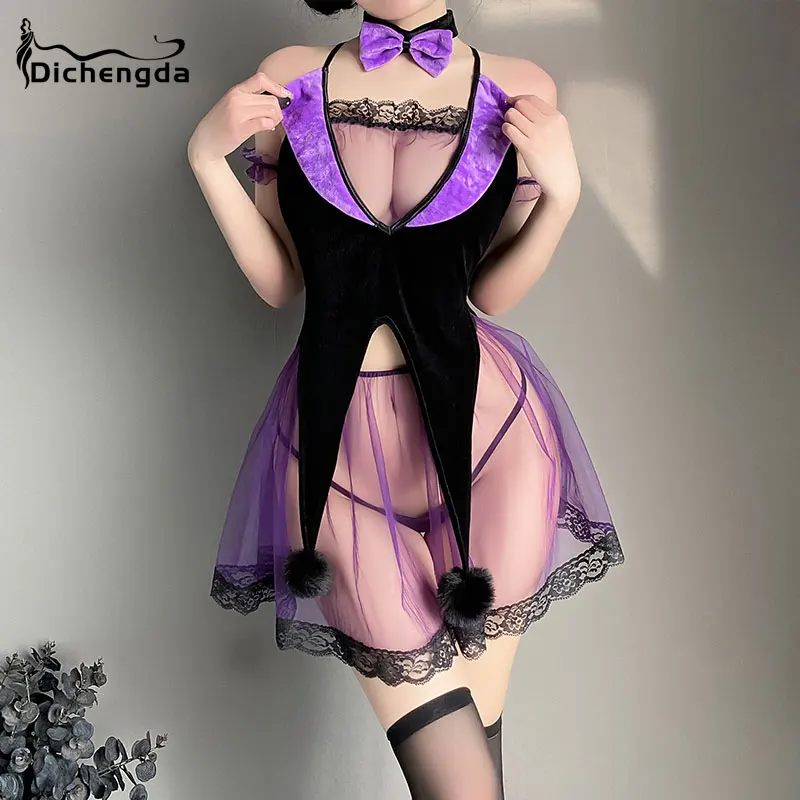 Dichengda Women Bunny Girl Cosplay Costume Purple Velvet Splitting Nightdress Kawaii Rabbit Anime Temptation Suit For Girls 2023
Dichengda Women Bunny Girl Cosplay Costume Purple Velvet Splitting Nightdress Kawaii Rabbit Anime Temptation Suit For Girls 2023
