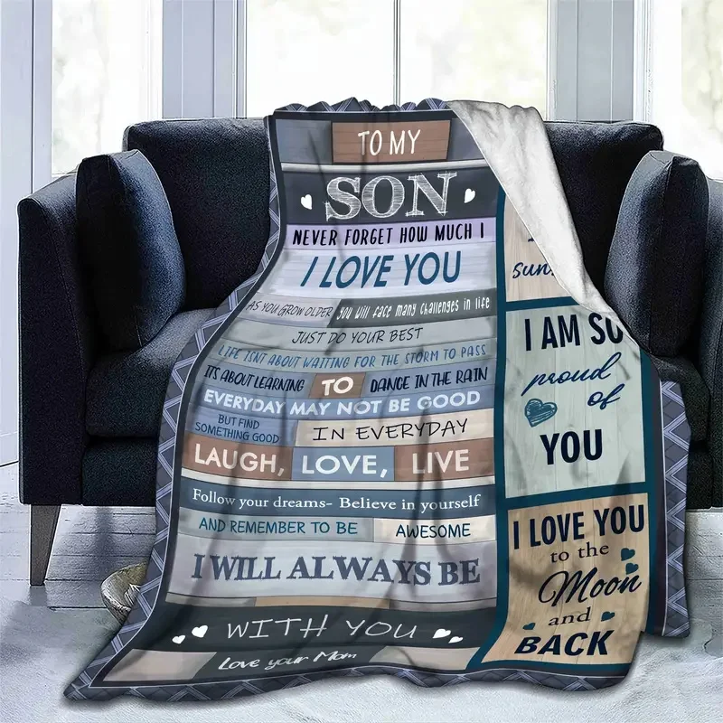 

Flannel Blanket Letter To My Son From Mom 3D Printed Soft Cozy Warm Throw Blanket For Couch Bed Sofa Living Room Christmas Gifts