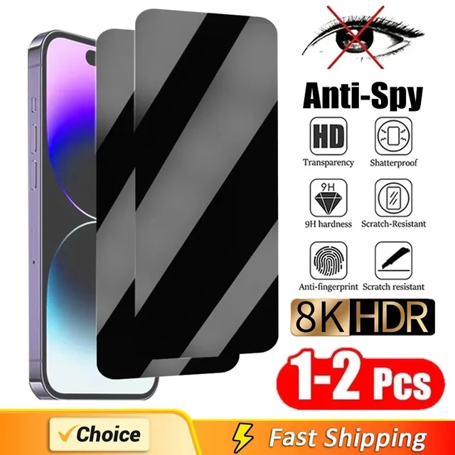 Protecteur d'écran anti-espion pour iPhone, verre de confidentialité pour iPhone 15 14 13 12 11 Pro Max Mini 7 8 Plus Poly XS MAX X SE 2022, 1 à 2 pièces 1