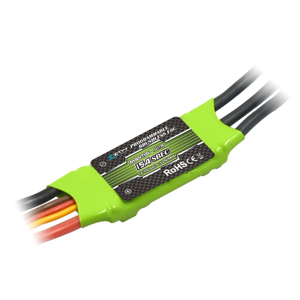 

ZTW Mantis Slim 15A Brushless ESC 2-4S Built-in Switching BEC 5V/2A Speed Controller For RC Airplane Aircraft Indoor F3P Flying