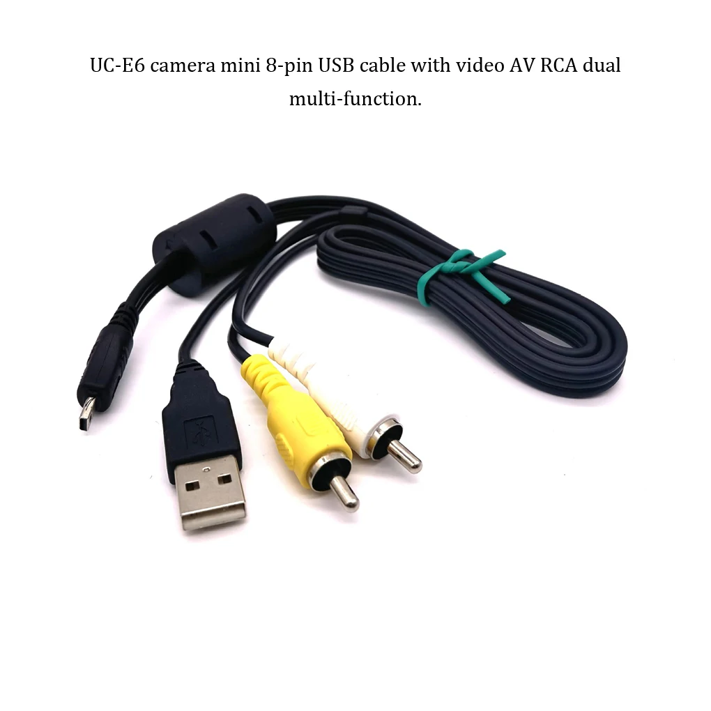 

UC-E6 Mini 8 Pin USB Data Cable Video AV RCA Output Cord Dual Data Cords Charging Wire SLR Camera Charger Cables