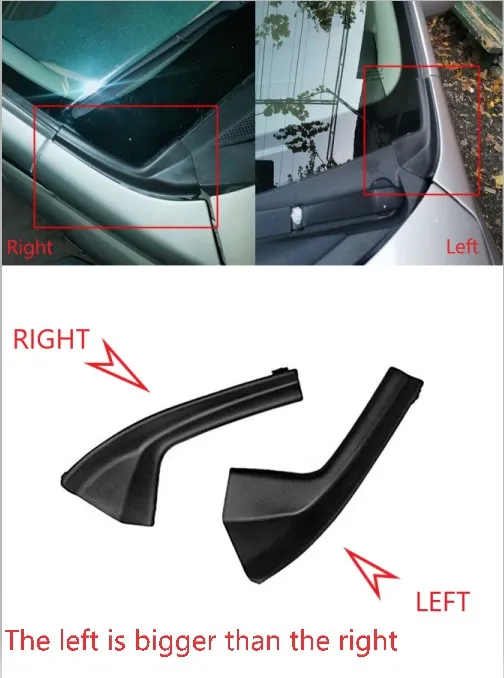 

1pc Front Windshield Lower Corners TPE For Nissan Tiida Clip-on 05-10 Foil Board Decorative TPE Outer Grille Cover Replace Part