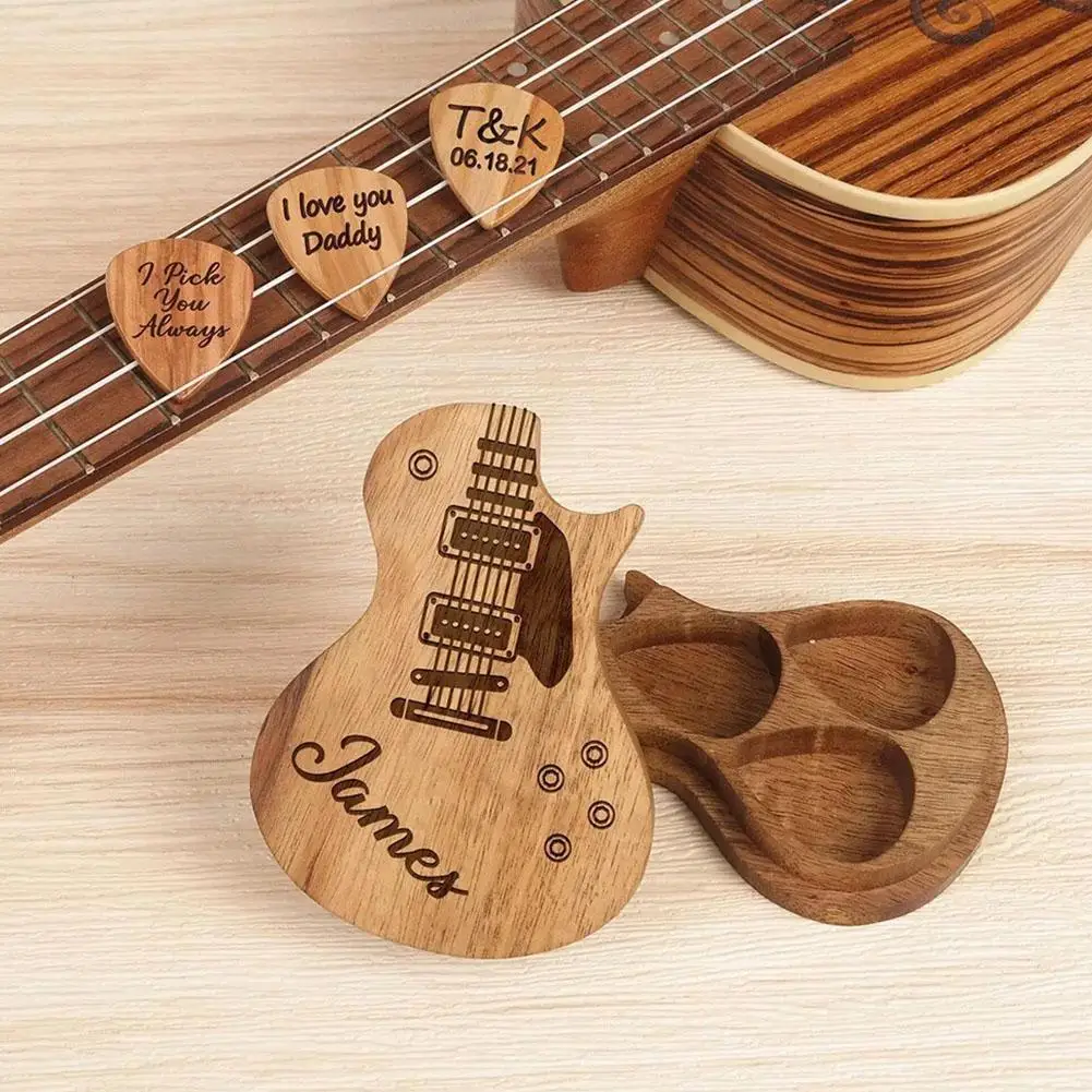 Personalized Wooden Guitar Pick Box Holder Free Engraved Guitar Shape 3 Compartments Paddles Wood Container with 3Pcs Picks
Personalized Wooden Guitar Pick Box Holder Free Engraved Guitar Shape 3 Compartments Paddles Wood Container with 3Pcs Picks