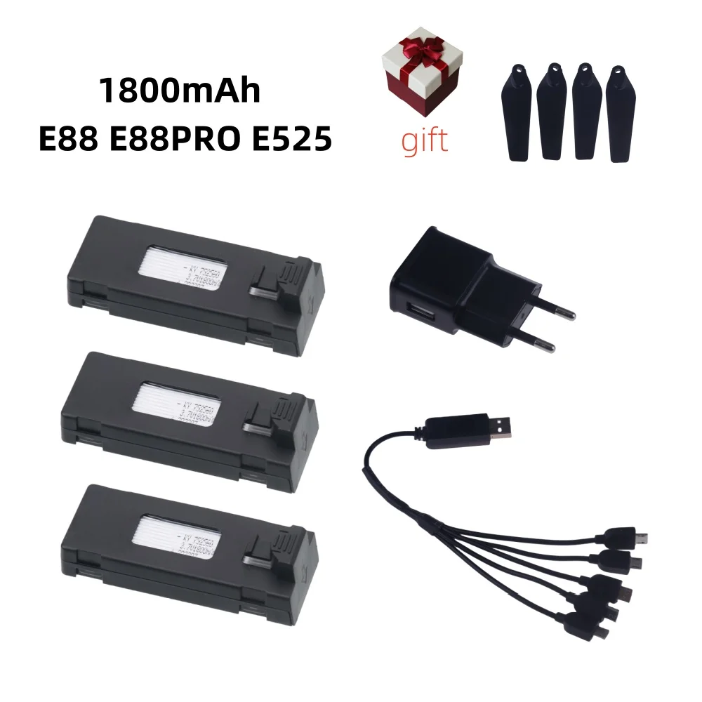 

3.7V 1800Mah RC Drone Battery Accessory For E88 E88PRO Ls-E525 E525 PRO Charger Mini Uav Drone Battery Special 1800mAh Rc Parts