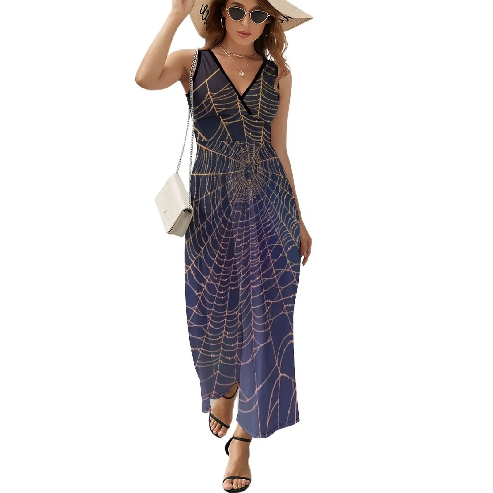 Spider Web With Dew Drops, Night Sky Sleeveless Dress Long dress Women's summer long dress Cocktail of dresses
Spider Web With Dew Drops, Night Sky Sleeveless Dress Long dress Women's summer long dress Cocktail of dresses