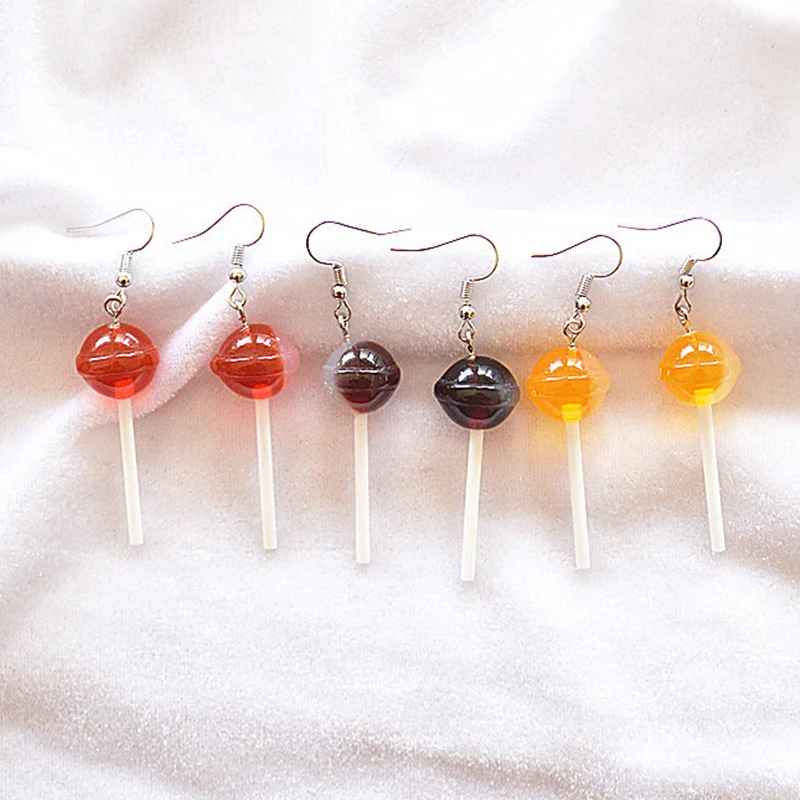 

1Pair Resin Sweet Sugar Candy Lollipop Earrings Jewelry Ornament Lollipops Food Drop Dangle Pendant Earrings Girls Birthday Gift