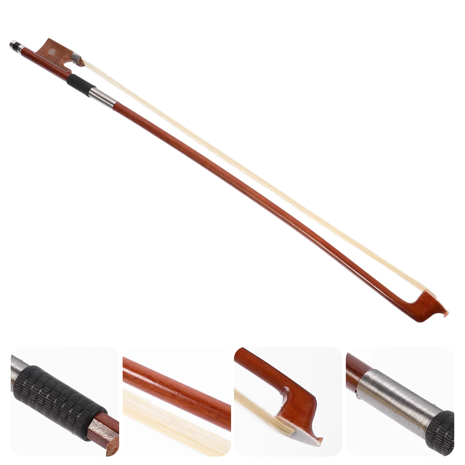 

1/10 Violin Bow Replacement Violin Bow Horsetail Bow Violin Practice Bow Red Sandalwood Violin Bow with Horse Accessory