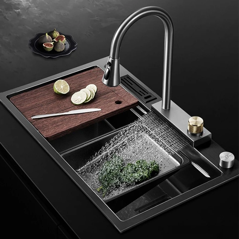 

New Honeycomb Water Tank Single Slot 304 Stainless Steel Kitchen Sink Large Single Groove Household Nano Vegetable Washing Basin