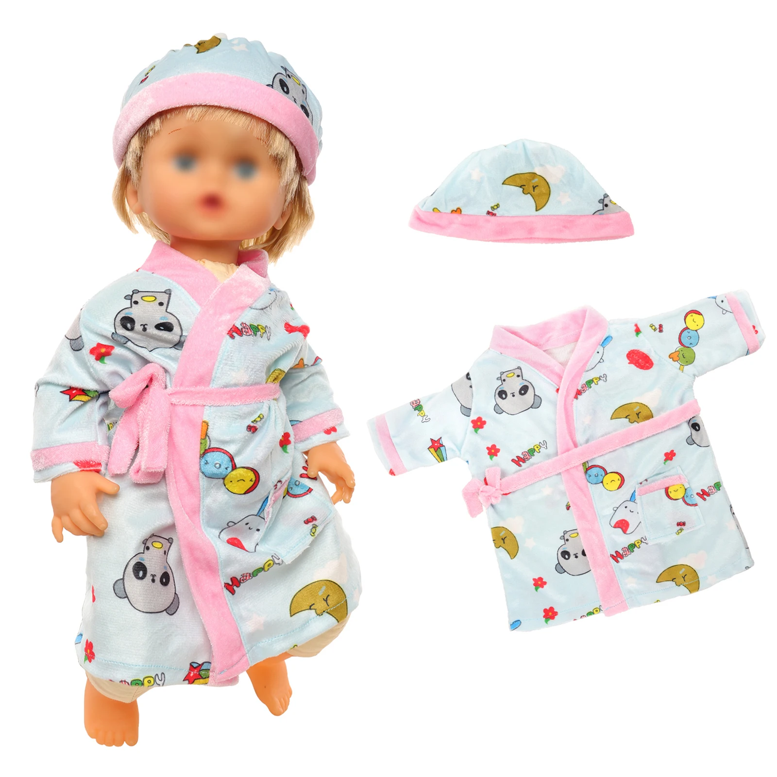 

Barwa 2023 New Cheap Fashion Handmade Clothes Doll blue nightgown+hat For For 20-22 Inch Doll 50-55cm Doll Clothes
