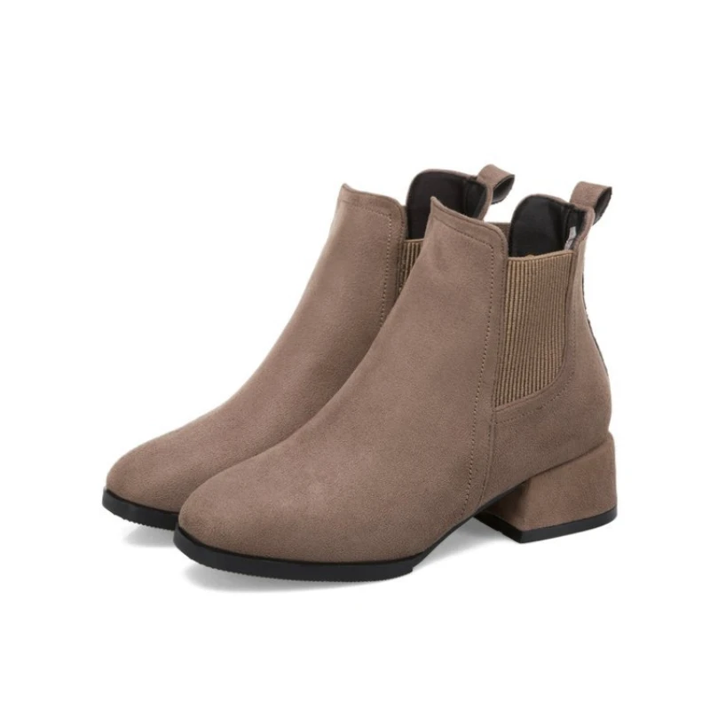 Winter Women New Chelsea Boots Ankle RoundToe Square Heel shoe Solid Casual Comfort shoes fashion trendy ladies short boot Botas Winter Women New Chelsea Boots Ankle RoundToe Square Heel shoe Solid Casual Comfort shoes fashion trendy ladies short boot Botas