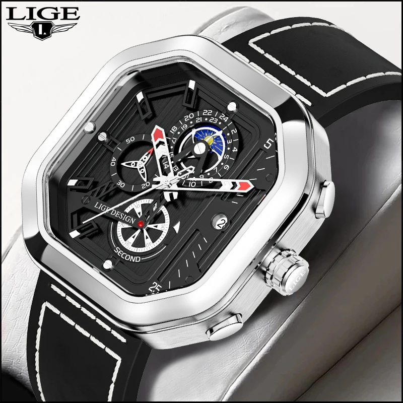 

LIGE Casual Sport Watches for Men Date Quartz Luxury Military Leather Strap Man Wrist Watch Clock Fashion Chronograph Wristwatch