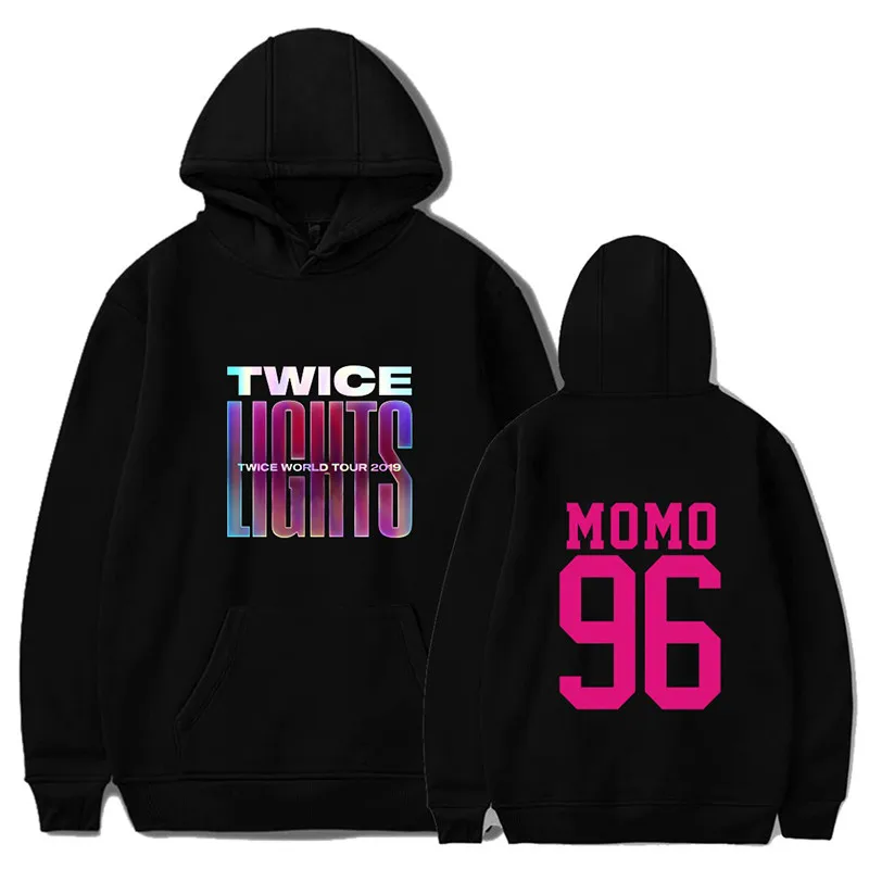 

Korean Kpop TWICE World Tour TWICELIGHTS MOMO TZUYU NAYEON Print Hooded Sweatshirt Itself Kpop Hoody Oversize Pullovers Hoodies