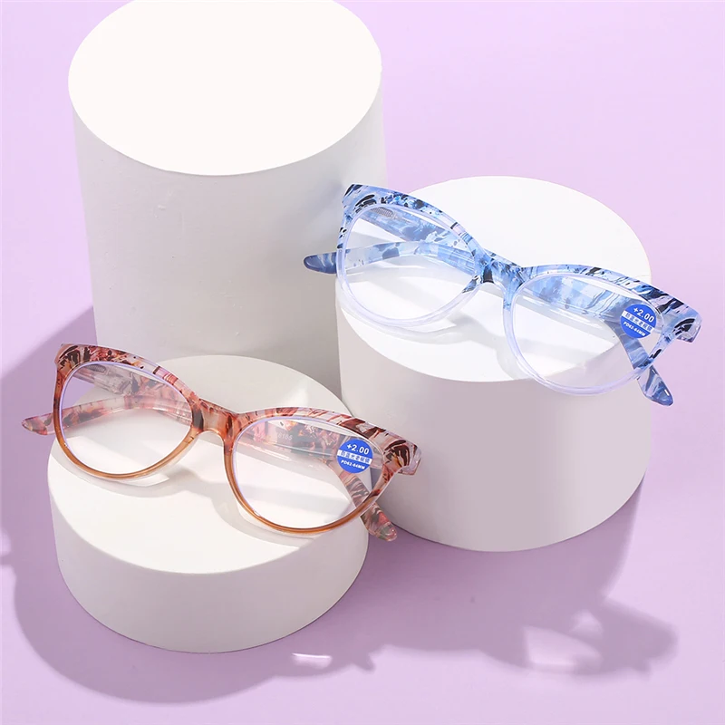 

MOODEW Fashion Trend Reading Glasses Women Cateye Blue Light Blocking Readers, Magnifying Glasses Eyewear with Spring Hinge+3.0