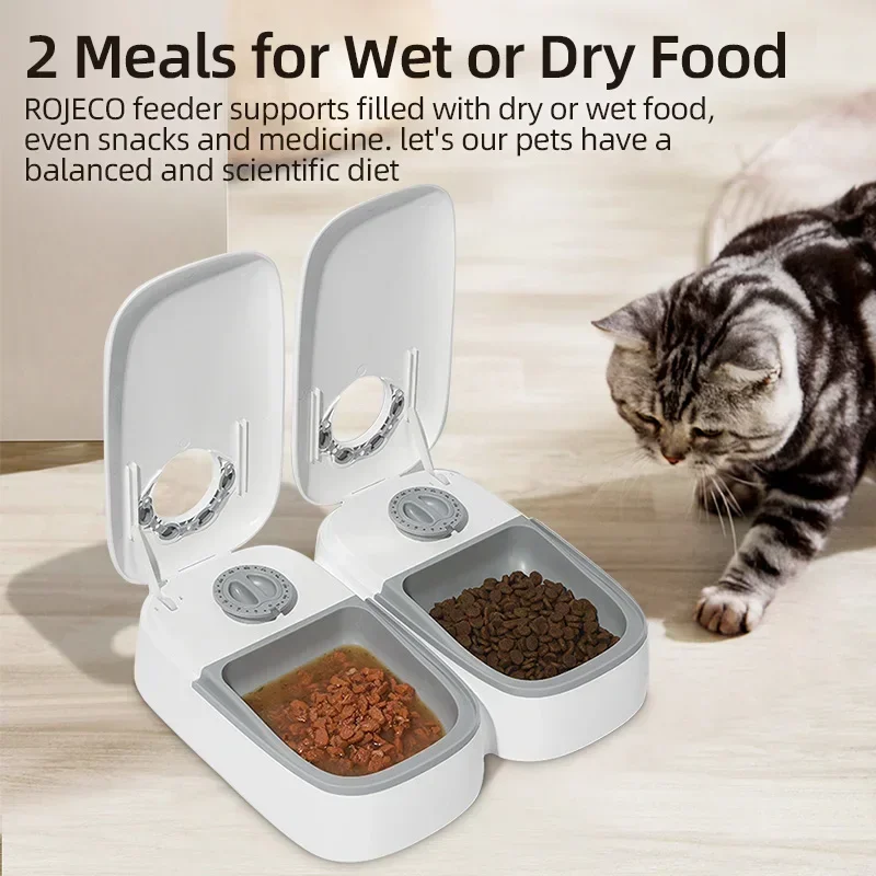 

Автоматическая кормушка для кошек, Умная автоматическая кормушка для сухой пищи, аксессуары для домашних животных, Диспенсер, 2 корма