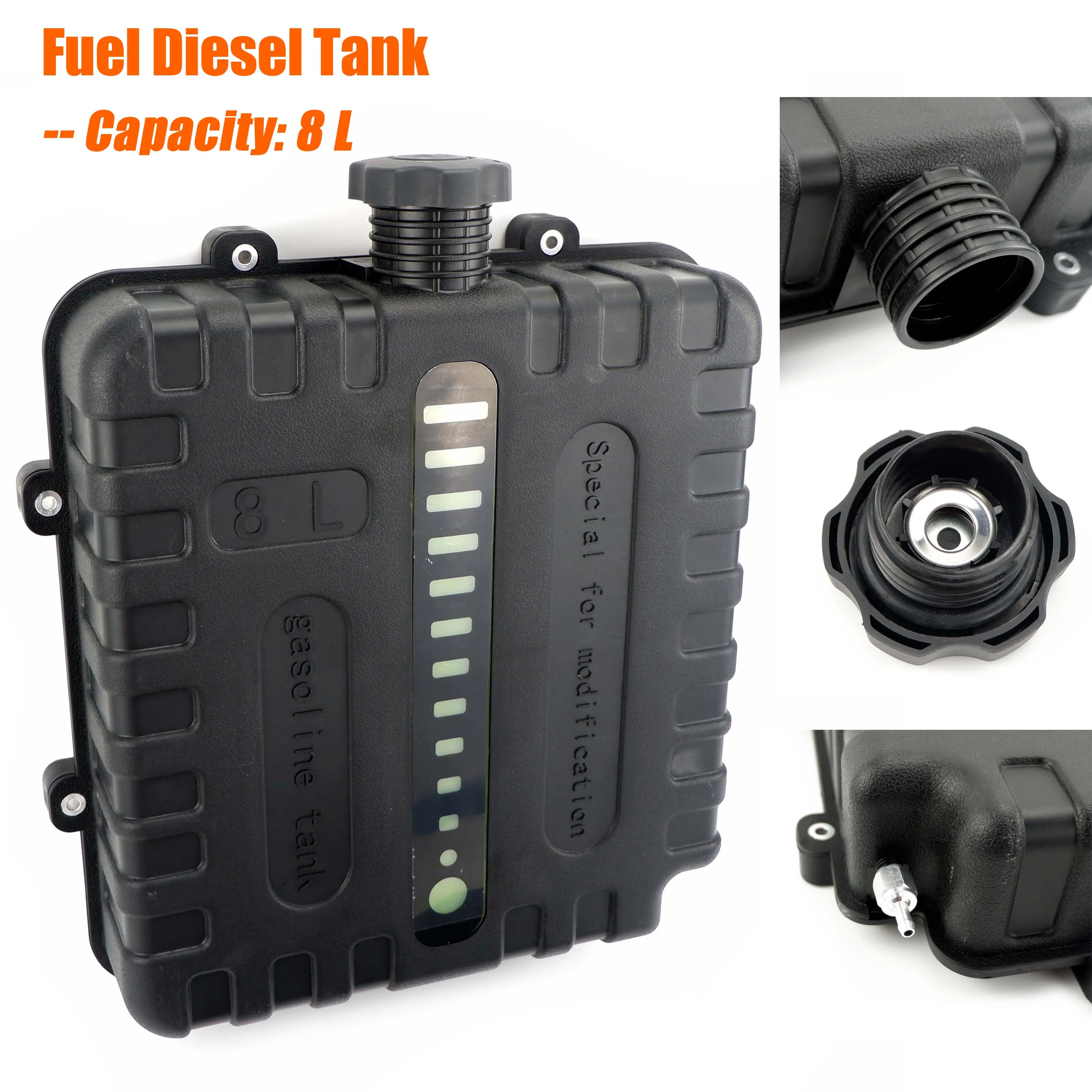 

8L Air Diesel Heater Fuel Tank Oi Gasoline Storage With Cap For Car Truck Camper Caravan Strong Hard Plastic Black