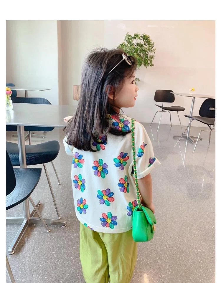 1 قطع الصيف الاطفال زهرة طباعة قمم ملابس الفتيات الكورية نمط قميص الأطفال قصيرة الأكمام تي شيرت الطفل عارضة الراحة تي شيرت 1 قطع الصيف الاطفال زهرة طباعة قمم ملابس الفتيات الكورية نمط قميص الأطفال قصيرة الأكمام تي شيرت الطفل عارضة الراحة تي شيرت