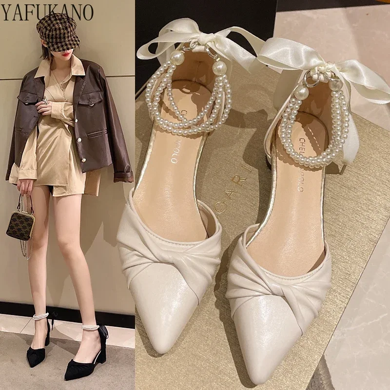 Босоножки женские на высоком каблуке, заостренный носок, цепочка с бусинами, туфли-лодочки с бантом, вечерняя Классическая обувь средней длины
Босоножки женские на высоком каблуке, заостренный носок, цепочка с бусинами, туфли-лодочки с бантом, вечерняя Классическая обувь средней длины