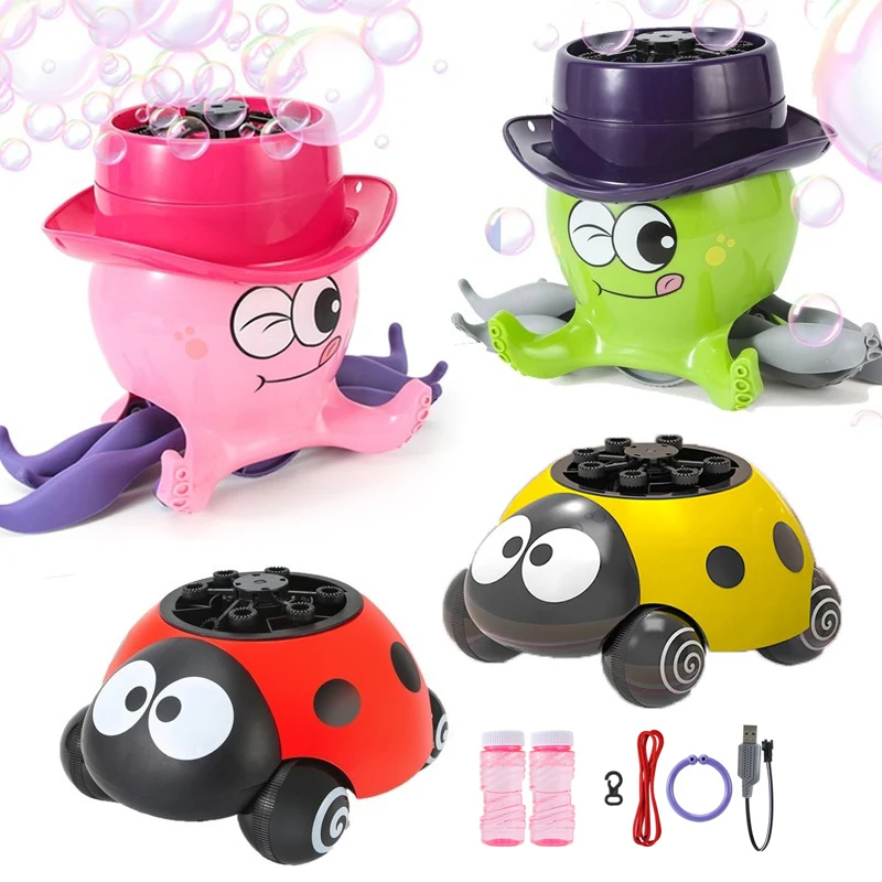 Kids Automatic Bubble Machine Toy Ladybug Octopus Electric Bubble Maker Pull Cable Walking Pet Soap Water Summer Outdoor Toys
Kids Automatic Bubble Machine Toy Ladybug Octopus Electric Bubble Maker Pull Cable Walking Pet Soap Water Summer Outdoor Toys