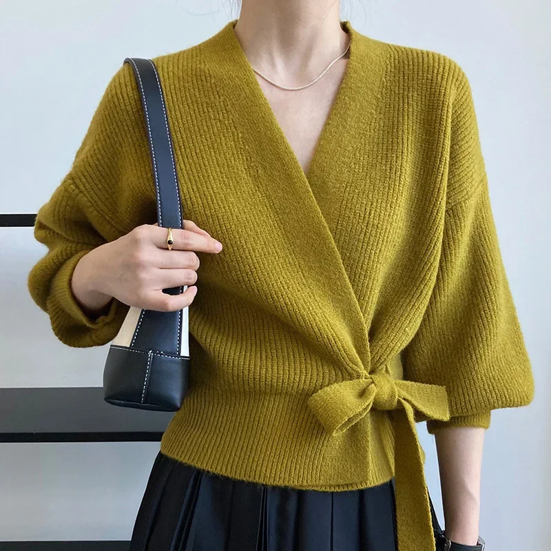 Knitted Cardigan Women Sweater V-Neck Lace-up Irregular Clothes Fashion Autumn Winter 2023 Casual Korean Chic Designer Cardigan
Knitted Cardigan Women Sweater V-Neck Lace-up Irregular Clothes Fashion Autumn Winter 2023 Casual Korean Chic Designer Cardigan
