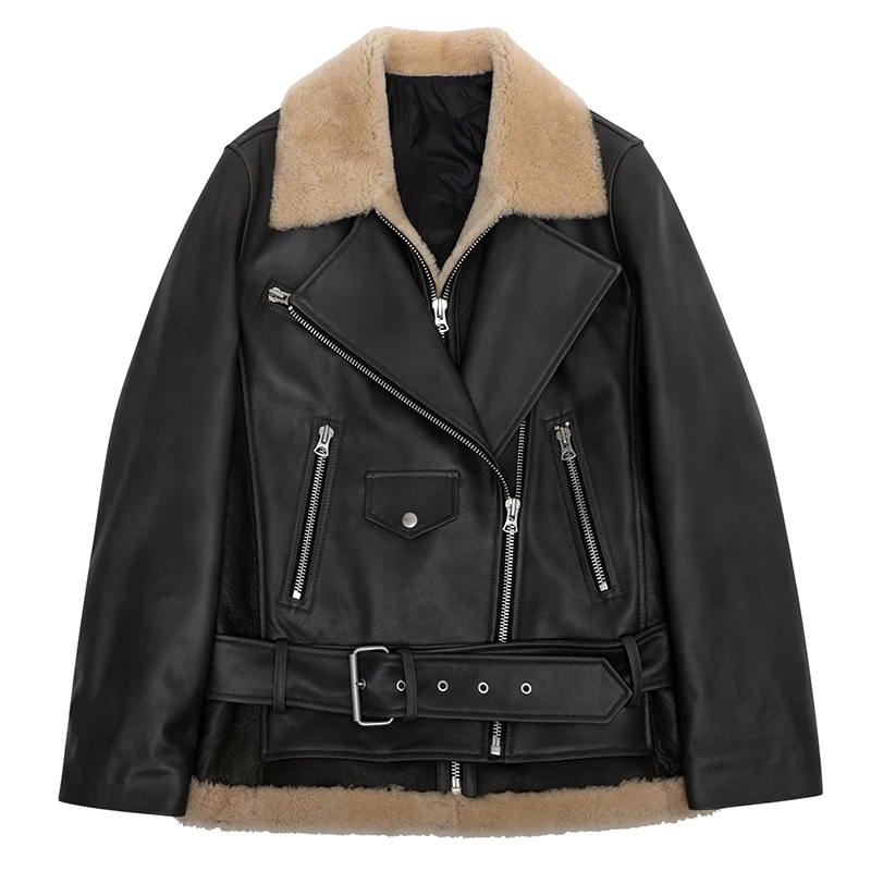 Sheep Fur Leather Coat for Women 2023 Mid-Length Loose Motorcycle Jacket Winter
Sheep Fur Leather Coat for Women 2023 Mid-Length Loose Motorcycle Jacket Winter