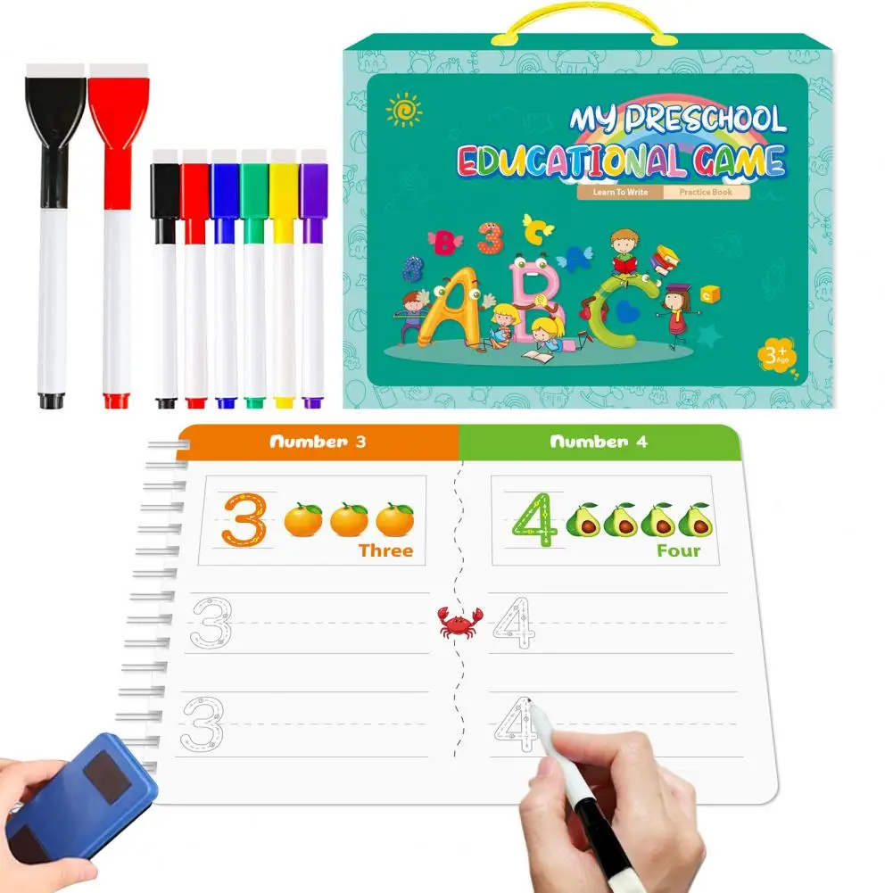 

Preschool Handwriting Workbook Handwriting Practice Book Learn Letters Numbers Shapes Reusable Pages for Kids Shapes Curves