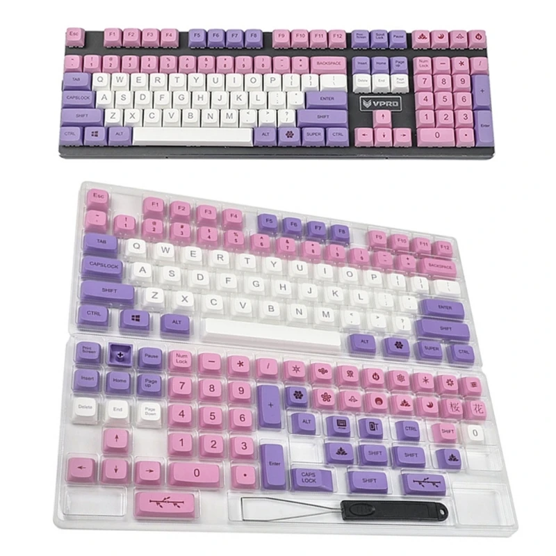 

L43D 134-Key PBT DyeSublimation Keycap ZDA Height Mechanical Keyboard Hana Ice Cream Personality Keycaps for 980 96 84 68 64