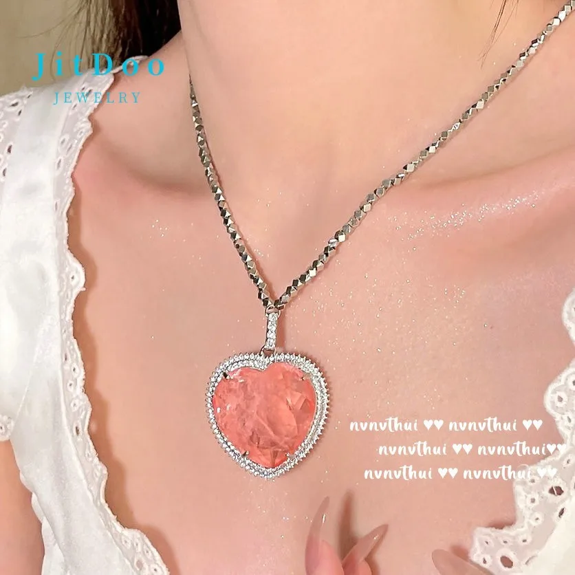 JitDoo Big Crystal Pink Cubic Zirconia Pendant Necklace for Women Full Rhinestone Titanic Heart of Ocean Forever Jewelry
JitDoo Big Crystal Pink Cubic Zirconia Pendant Necklace for Women Full Rhinestone Titanic Heart of Ocean Forever Jewelry