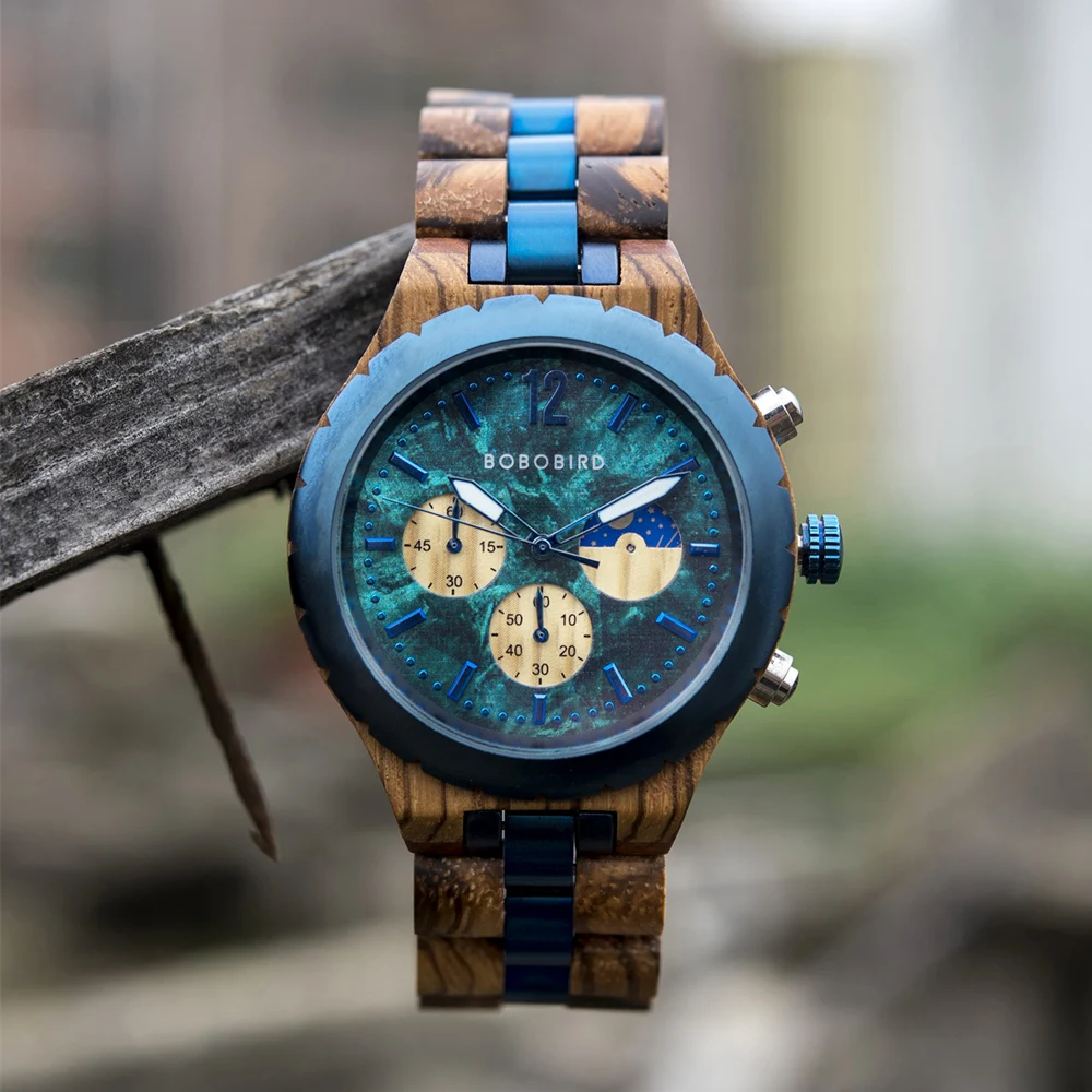 

BOBO BIRD Wood Watch Men Luxury Stylish Watches Timepieces Chronograph Military Quartz relogio masculino Dropshipping Customized