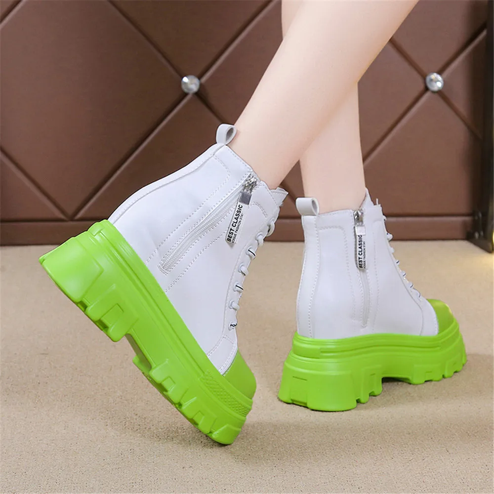 

2024 Square Heel Platform Chelsea Booties Women Pu Leather Non Slip Mid Calf Boots Female Side Zip Waterproof Shoes Black Green