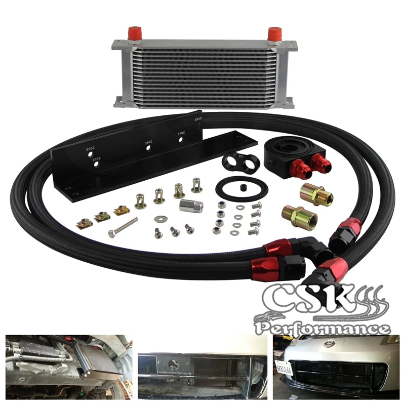 16 Row Bolt On Oil Cooler Kit Fits For Nissan Fairlady 03-08 350Z VQ35 / 2009-2014 370Z VQ37 Silver/Black
16 Row Bolt On Oil Cooler Kit Fits For Nissan Fairlady 03-08 350Z VQ35 / 2009-2014 370Z VQ37 Silver/Black