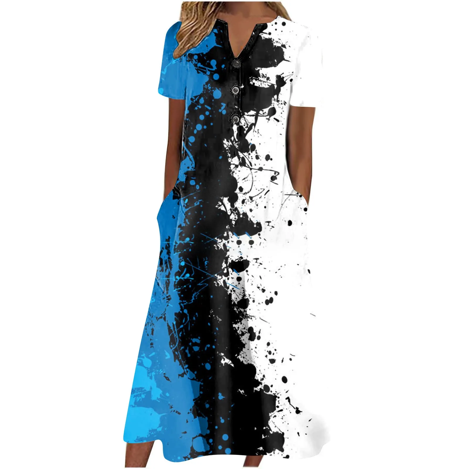 Women'S Summer Casual Printed V-Neck Short-Sleeve Swing Dress Evening Dress Loose Women'S Dress Summer Dress For Women 2023
Women'S Summer Casual Printed V-Neck Short-Sleeve Swing Dress Evening Dress Loose Women'S Dress Summer Dress For Women 2023