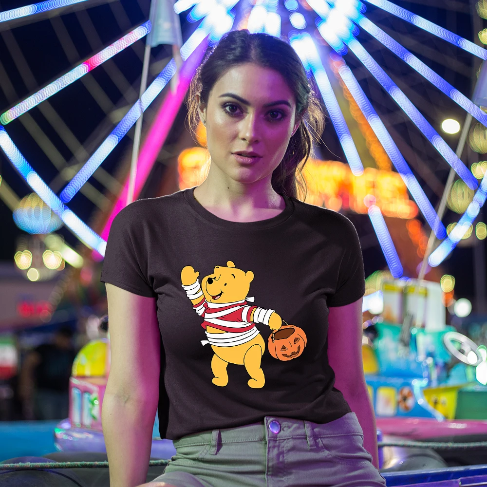 Disney Women's T-shirt Black Funny Cute Winnie The Pooh Mummy Print Halloween Clothes Cartoon Festival Shirt Female Tops Tees
Disney Women's T-shirt Black Funny Cute Winnie The Pooh Mummy Print Halloween Clothes Cartoon Festival Shirt Female Tops Tees