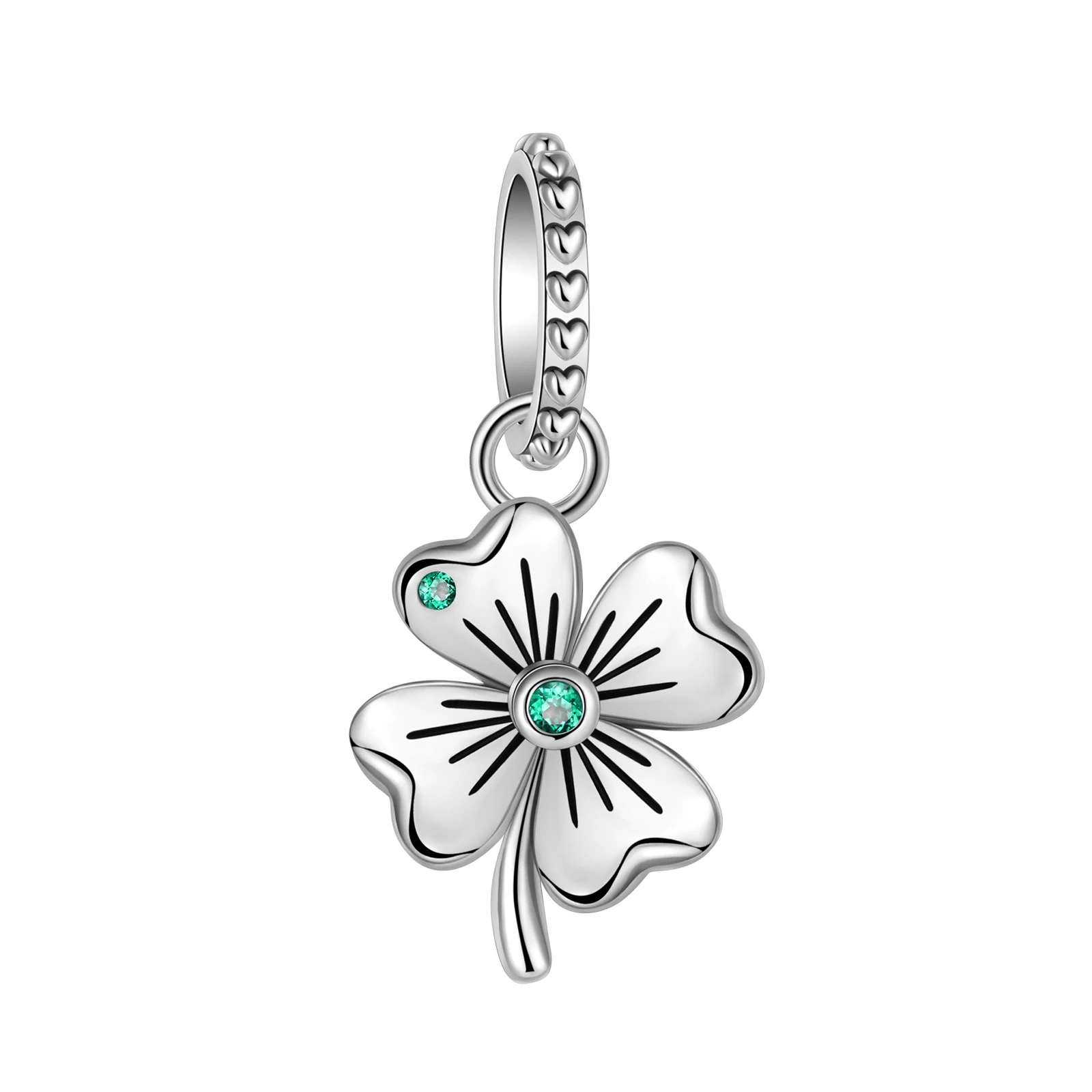 

925 sterling silver green diamond clover boutique pendant fit pandora original bracelet charm beads necklace Diy female jewelry